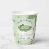 ポッドの双子の男の子と女の子の赤ちゃんシャワーの2つのエンドウ 紙コップ (裏面)