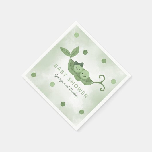 ポッドの双子の男の子の女の子の赤ちゃんシャワーの2つのエンドウ スタンダードカクテルナプキン (角)