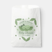 ポッドの双子の男の子の女の子の赤ちゃんシャワーの2つのエンドウ フェイバーバッグ (正面)