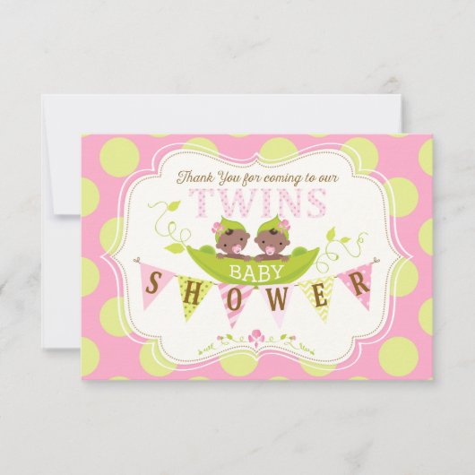 ポッドの双生児のアフリカの女の子の2個のエンドウ豆は感謝していしています サンキューカード (正面)