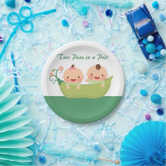 ポッドの双生児のベビーシャワーの供給のかわいいエンドウ豆 ペーパープレート (パーティー)