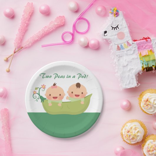 ポッドの双生児のベビーシャワーの供給のかわいいエンドウ豆 ペーパープレート (パーティー)