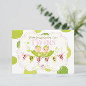 ポッドの双生児の女の子のサンキューカードの2個のエンドウ豆 サンキューカード (スタンド正面)