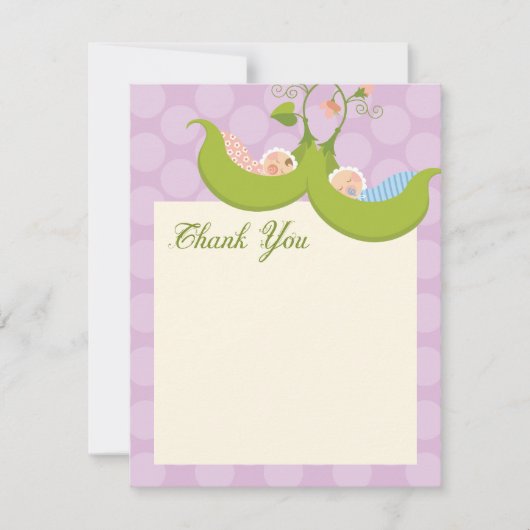 ポッドの双生児の男の子の女の子のサンキューカードのエンドウ豆 サンキューカード (正面)