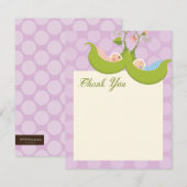 ポッドの双生児の男の子の女の子のサンキューカードのエンドウ豆 サンキューカード (正面/裏面)