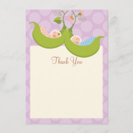 ポッドの双生児の男の子の女の子のベビーシャワーのエンドウ豆は感謝していしています サンキューカード