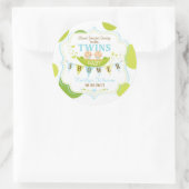 ポッドの双生児の男の子の2個のエンドウ豆はラベル感謝していしています ラウンドシール (バッグ)