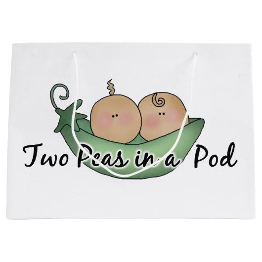 ポッドの大きな抱き枕双生児の2つのエンドウ ラージペーパーバッグ (正面)