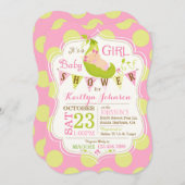 ポッドの女の子のベビーシャワーの招待状のエンドウ豆 招待状 (正面/裏面)