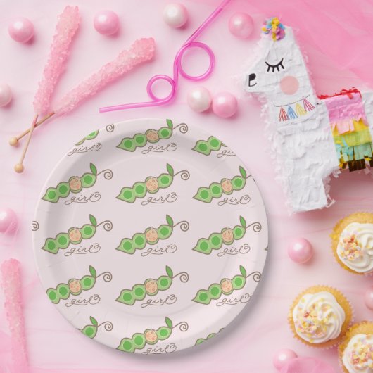 ポッドの女の子のベビーシャワーの紙皿のピンクのエンドウ豆 ペーパープレート (パーティー)