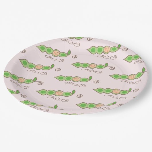 ポッドの女の子のベビーシャワーの紙皿のピンクのエンドウ豆 ペーパープレート (アングル)