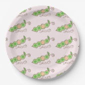 ポッドの女の子のベビーシャワーの紙皿のピンクのエンドウ豆 ペーパープレート (正面)