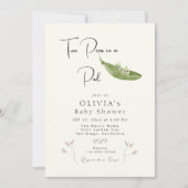 ポッドの女の子の赤ちゃんシャワーに2つのエンドウ豆 招待状 (正面)
