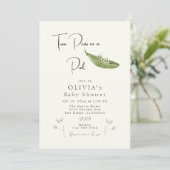 ポッドの女の子の赤ちゃんシャワーに2つのエンドウ豆 招待状 (スタンド正面)