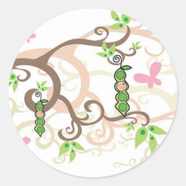 ポッドの女の子の赤ちゃんシャワーのステッカーのピンクピー ラウンドシール