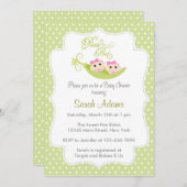 ポッドの対の女の子のベビーシャワーの招待状のエンドウ豆 招待状 (正面/裏面)