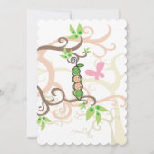 ポッドの庭の双生児の女の赤ちゃんのシャワーの招待のエンドウ豆 招待状 (裏面)