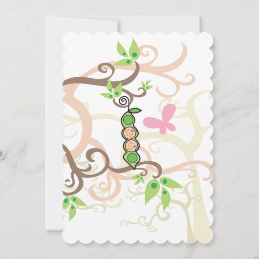 ポッドの庭の双生児の女の赤ちゃんのシャワーの招待のエンドウ豆 招待状 (裏面)