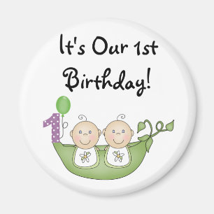 ポッドの最初誕生日の双生児のエンドウ豆 マグネット