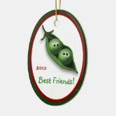 ポッドの楕円形の陶磁器のクリスマスのオーナメントの2個のエンドウ豆 セラミックオーナメント (左)