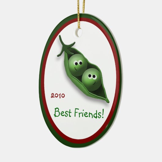 ポッドの楕円形の陶磁器のクリスマスのオーナメントの2個のエンドウ豆 セラミックオーナメント (左)