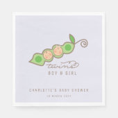 ポッドの牡丹の男児ツインベビーシャワーパーティー スタンダードランチョンナプキン (正面)