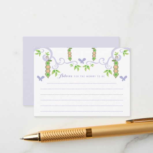 ポッドの男の子と女の子の双子の赤ちゃんシャワーのママの中のエンドウ アドバイスカード (正面/裏面インサイチュ)