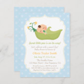 ポッドの男の赤ちゃんのシャワーの招待状のスイートピー 招待状 (正面/裏面)