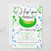 ポッドの色の三つ子まクールたは関節パーティーのエンドウ 招待状 (正面)