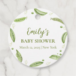 ポッドの赤ちゃんシャワーで緑の野菜のスイートピー フェイバータグ