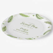 ポッドの赤ちゃんシャワーで緑の野菜のスイートピー ペーパープレート (アングル)