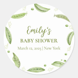 ポッドの赤ちゃんシャワーで緑の野菜のスイートピー ラウンドシール