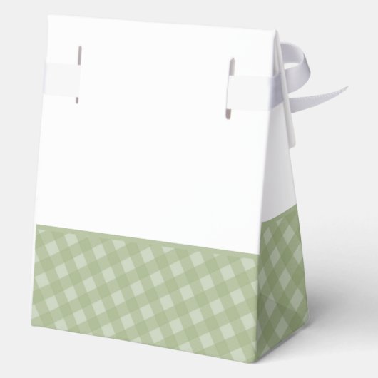 ポッドの赤ちゃんシャワーのギンガムグリーンのスイートピー フェイバーボックス (裏面)