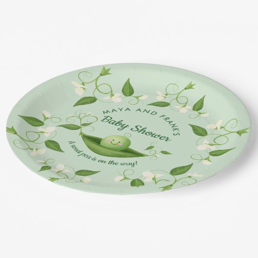 ポッドの赤ちゃんシャワーのスイートピー ペーパープレート (アングル)