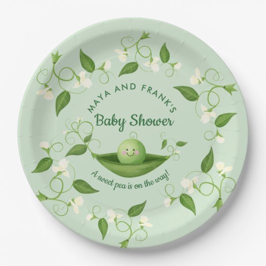 ポッドの赤ちゃんシャワーのスイートピー ペーパープレート (正面)
