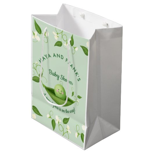 ポッドの赤ちゃんシャワーのスイートピー ミディアムペーパーバッグ (正面アングル)