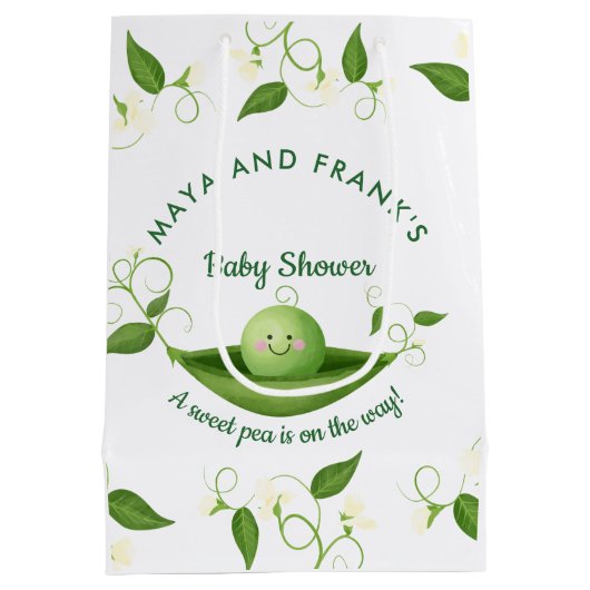 ポッドの赤ちゃんシャワーのスイートピー ミディアムペーパーバッグ (裏面)