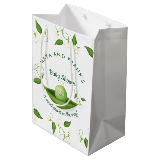 ポッドの赤ちゃんシャワーのスイートピー ミディアムペーパーバッグ (裏面アングル)