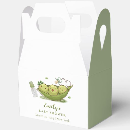 ポッドの赤ちゃんシャワーのセージ緑おしゃぶり甘いピー フェイバーボックス (見開き)