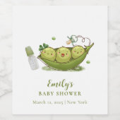 ポッドの赤ちゃんシャワーのセージ緑おしゃぶり甘いピー ワインラベル (シングルラベル)