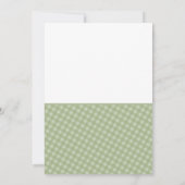 ポッドの赤ちゃんシャワーの可愛いギンガム緑のスイートピー サンキューカード (裏面)