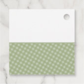 ポッドの赤ちゃんシャワーの可愛いギンガム緑のスイートピー フェイバータグ (裏面)
