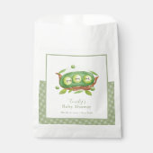 ポッドの赤ちゃんシャワーの可愛いギンガム緑のスイートピー フェイバーバッグ (正面)