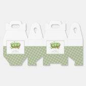 ポッドの赤ちゃんシャワーの可愛いギンガム緑のスイートピー フェイバーボックス (見開き)