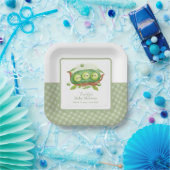 ポッドの赤ちゃんシャワーの可愛いギンガム緑のスイートピー ペーパープレート (パーティー)