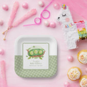 ポッドの赤ちゃんシャワーの可愛いギンガム緑のスイートピー ペーパープレート (パーティー)