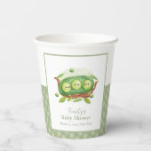 ポッドの赤ちゃんシャワーの可愛いギンガム緑のスイートピー 紙コップ (裏面)
