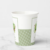 ポッドの赤ちゃんシャワーの可愛いギンガム緑のスイートピー 紙コップ (左)