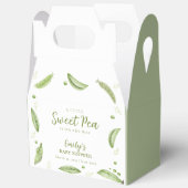 ポッドの赤ちゃんシャワーの可愛い緑の野菜のスイートピー フェイバーボックス (見開き)