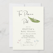 ポッドの赤ちゃんシャワーの2つのエンドウ 招待状 (正面)